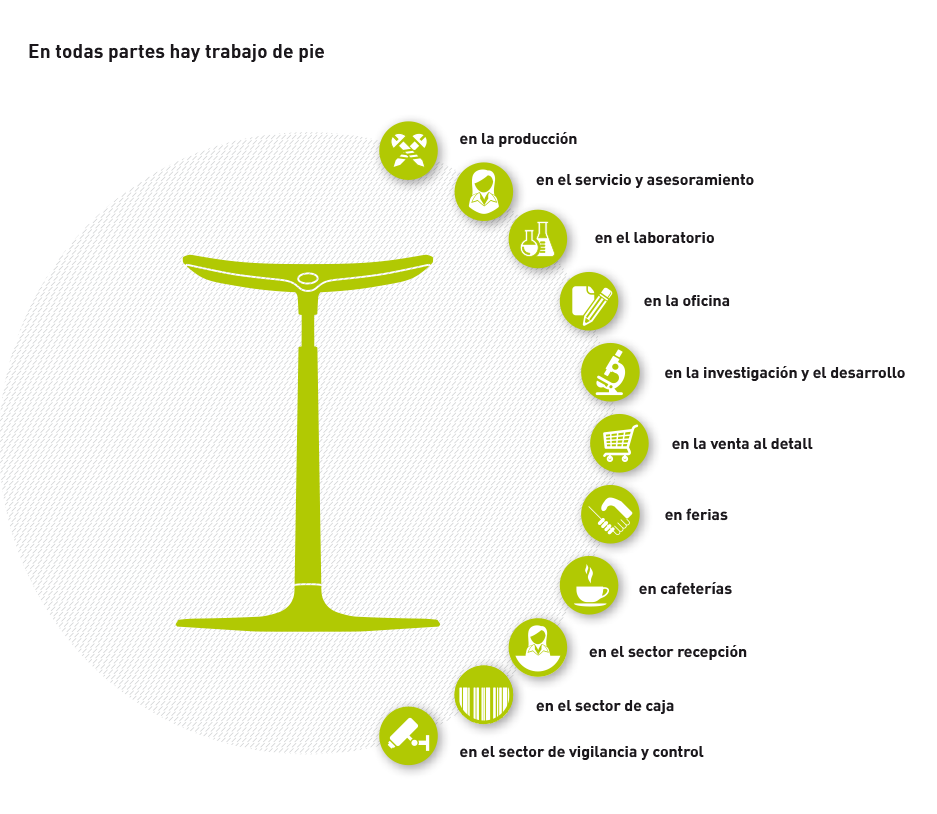 Infografik Kompetenzfeld Steharbeit und Stehhilfen von bimos